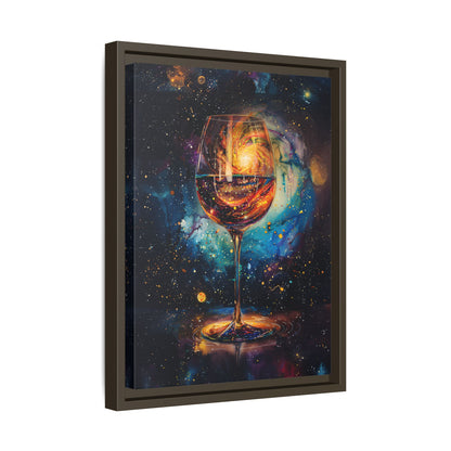 Framed Canvas - Cosmic Swirl in Wine Glass