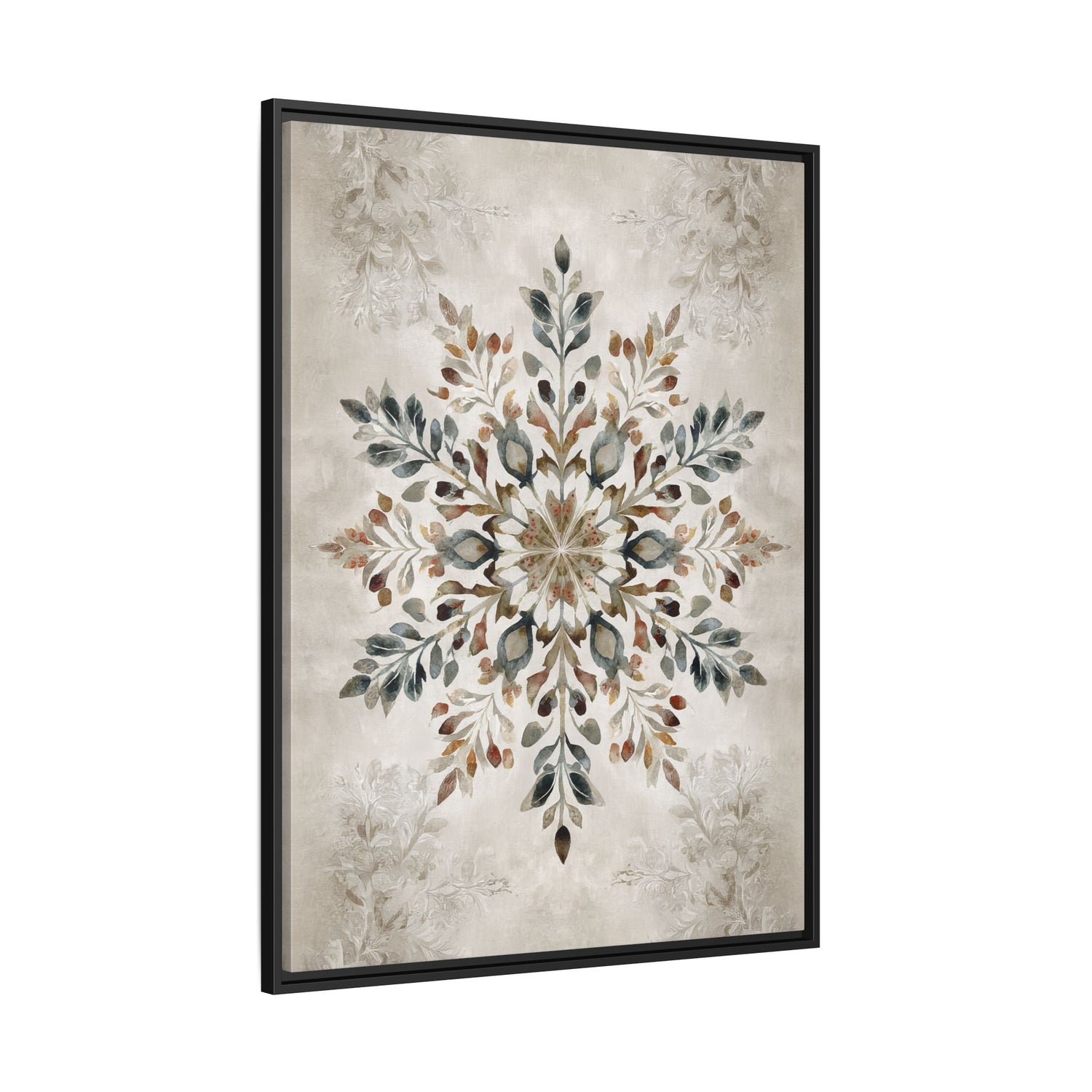 Framed Canvas - Nordic Botanical Snowflake