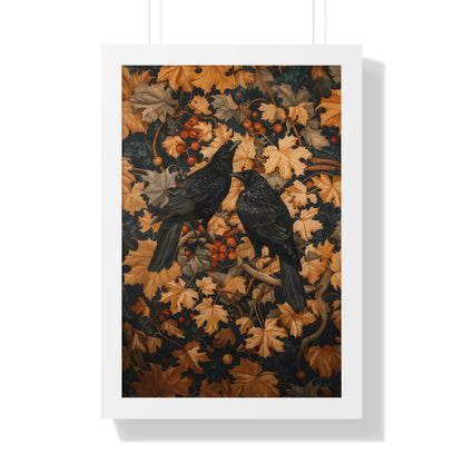 Framed Paper Print - Autumn Rooks in Golden Leaves