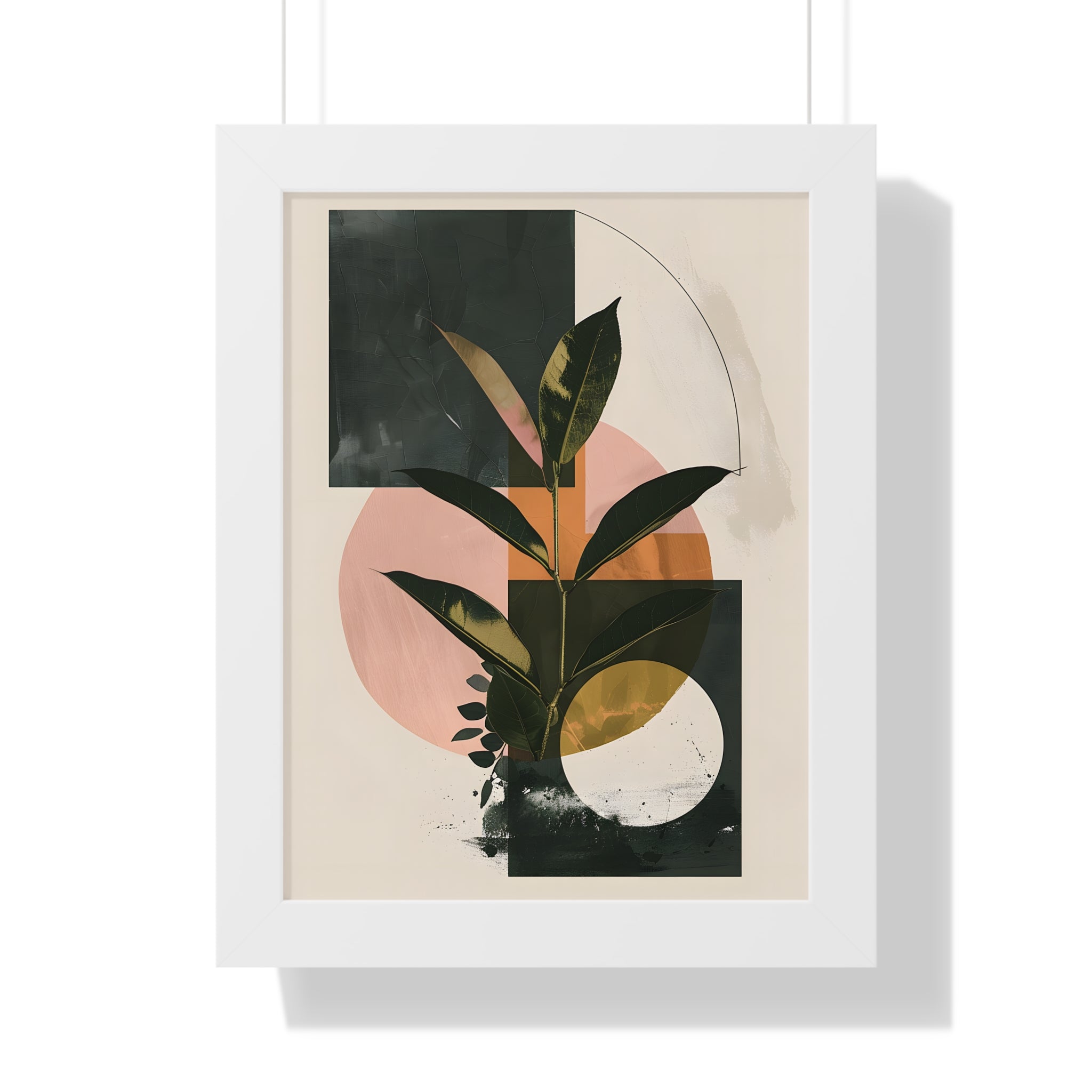 Framed Paper Print - Blush Geometry Leafscape