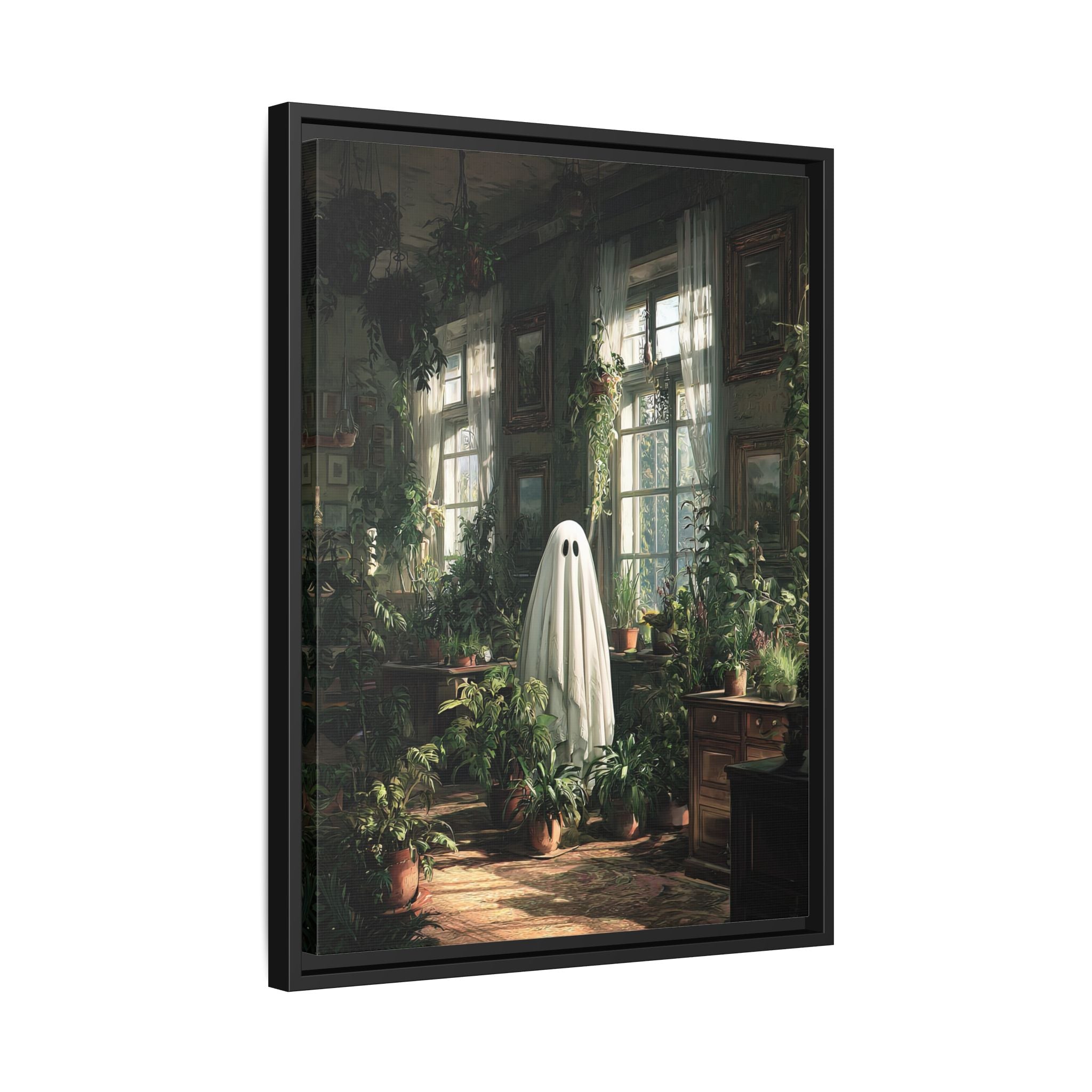 Framed Canvas - Ghost Among Houseplants