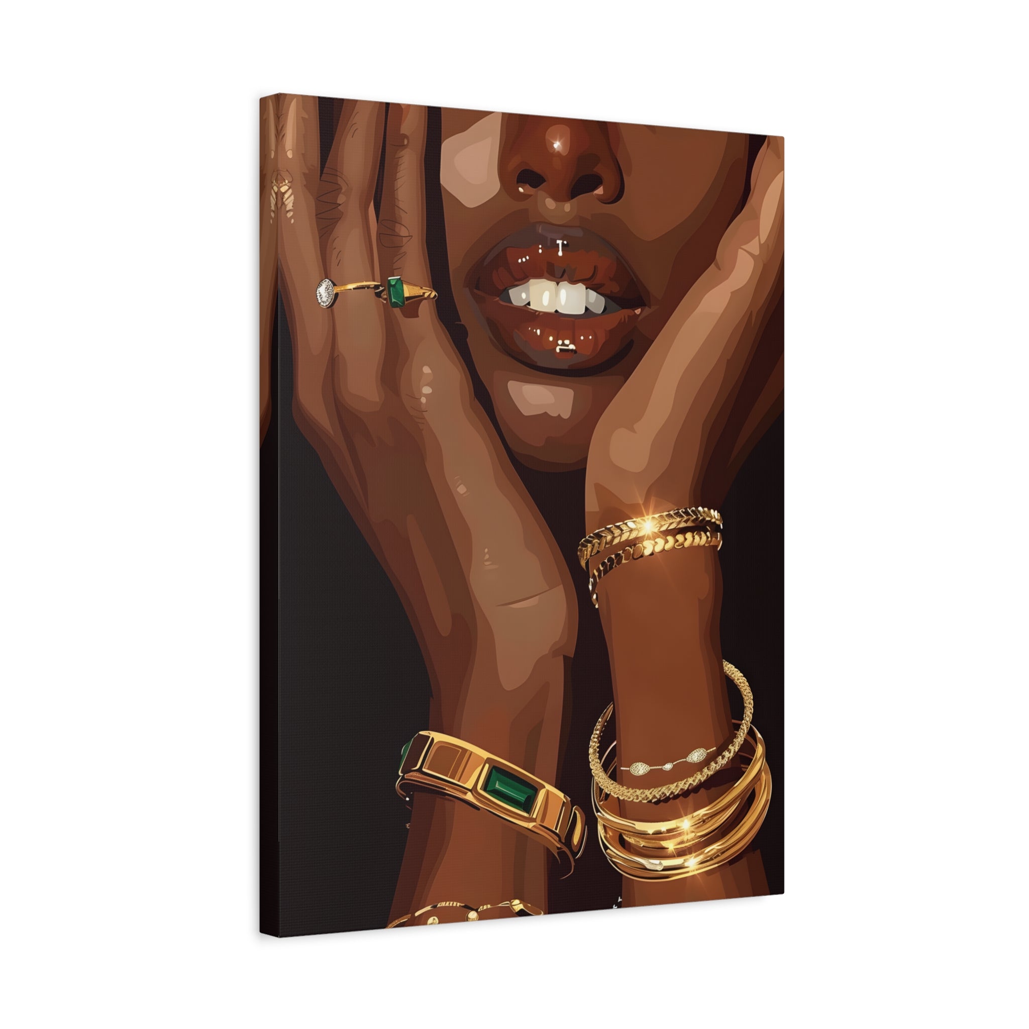 1.25" Matte Canvas - Golden Emerald Beauty Portrait
