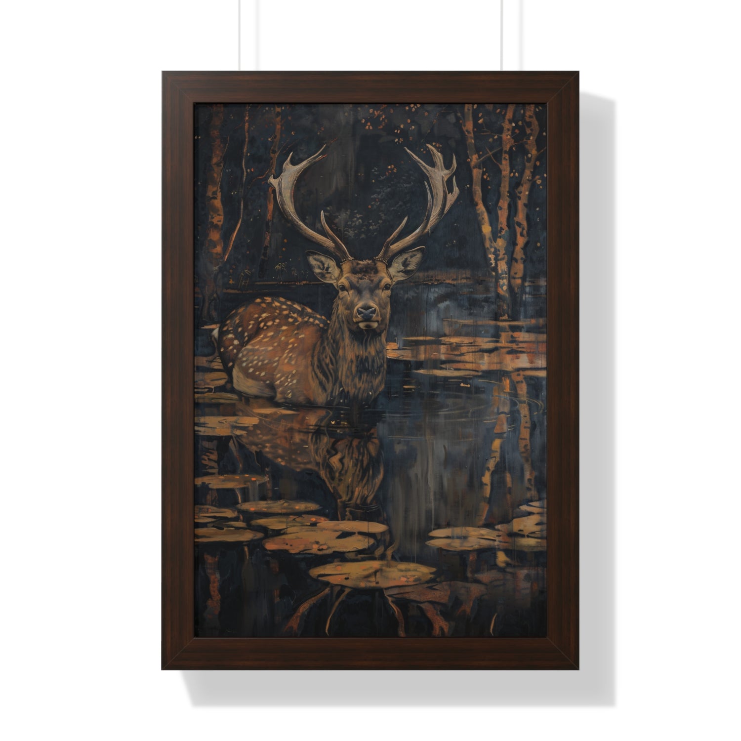 Framed Paper Print - Twilight Stag Reflection