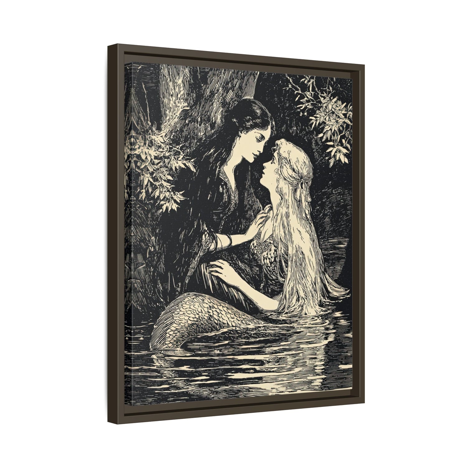 Framed Canvas - Mermaid Fairy Midnight Kiss