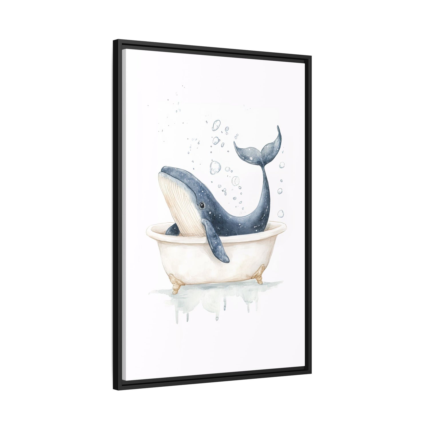 Framed Canvas - Whale Tub Bubble Splash
