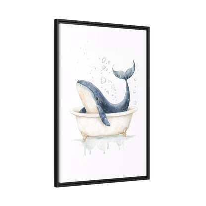 Framed Canvas - Whale Tub Bubble Splash