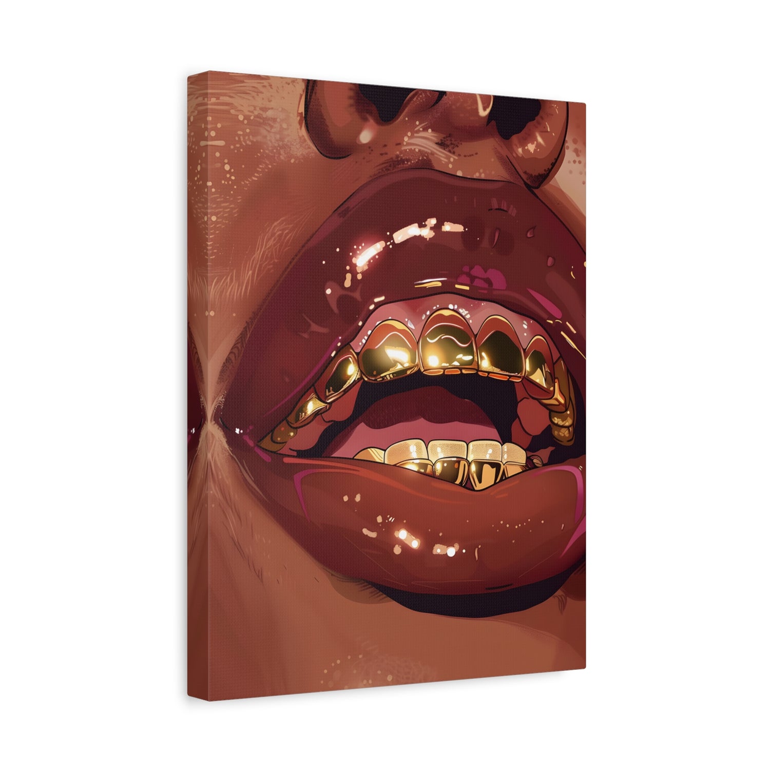 1.25" Matte Canvas - Gold Grills Glam Closeup