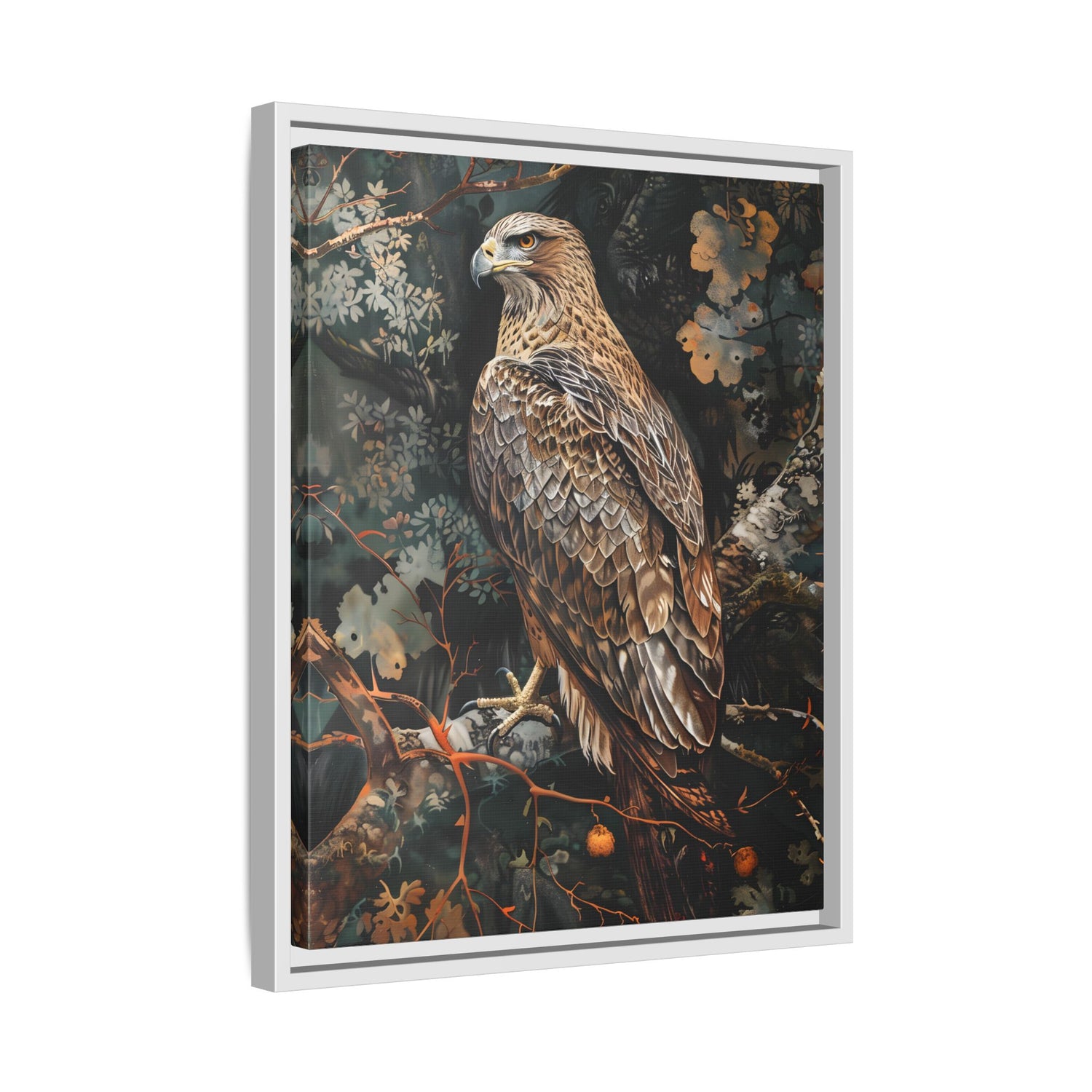 Framed Canvas - Majestic Hawk in Autumn