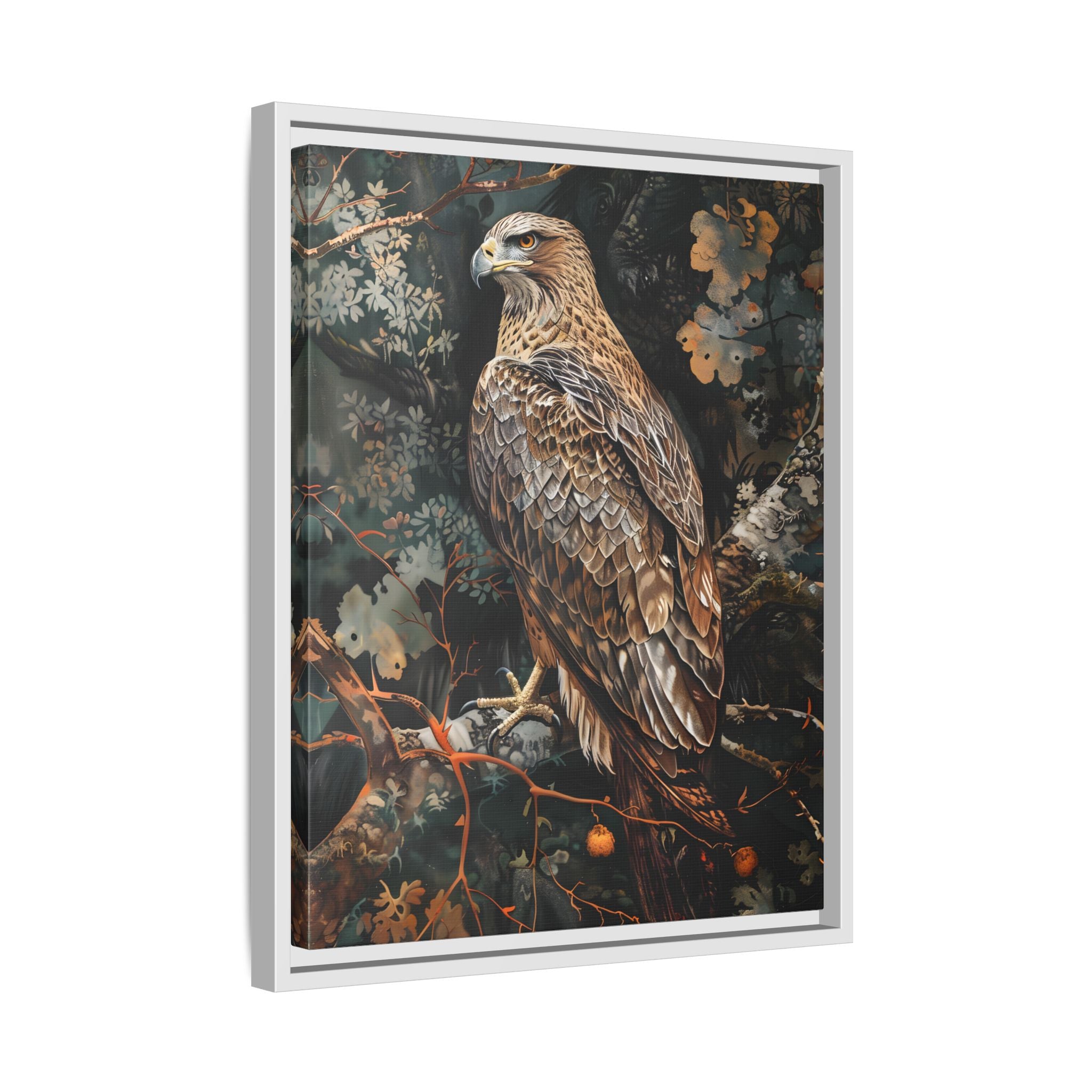Framed Canvas - Majestic Hawk in Autumn