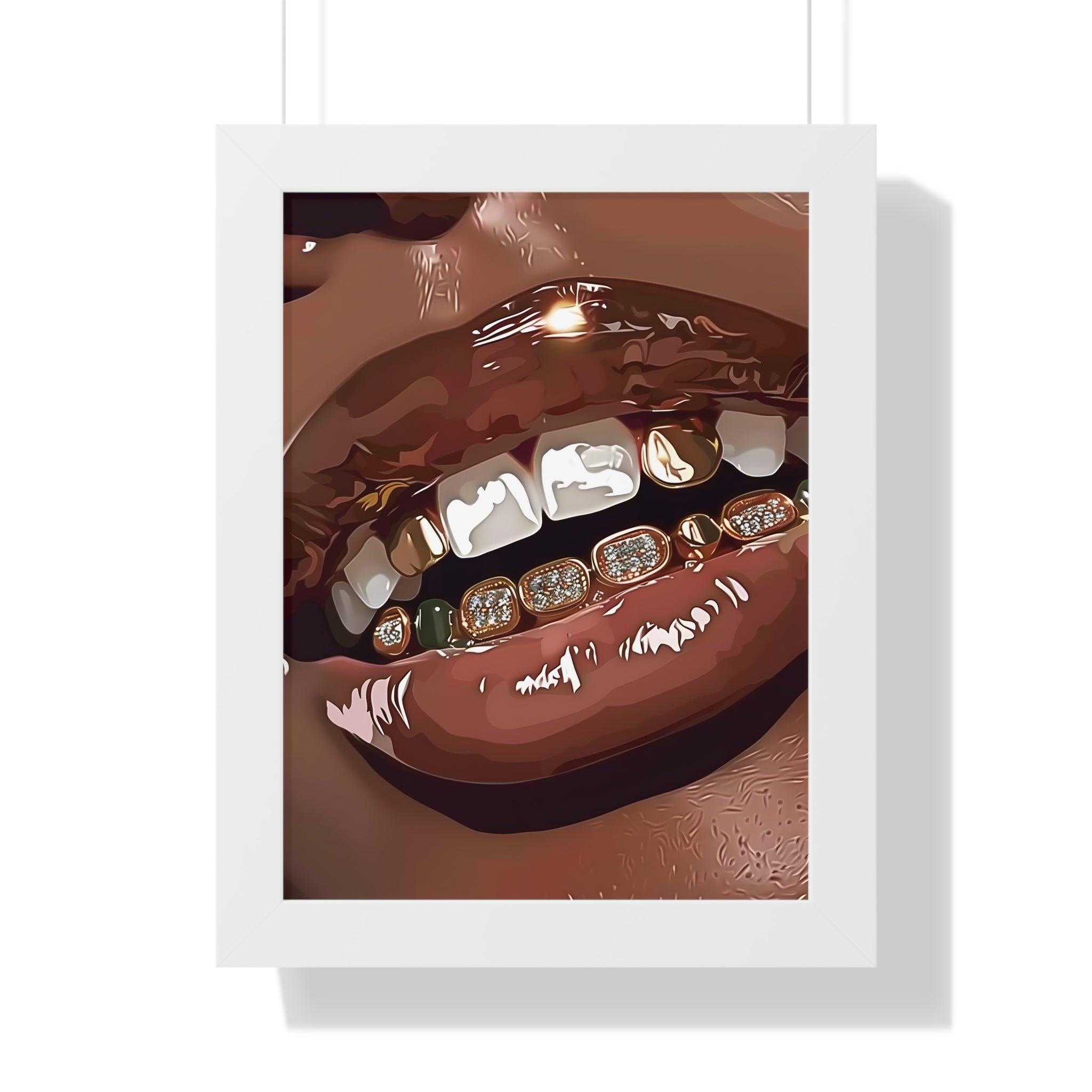 Framed Paper Print - Golden Grill Smile