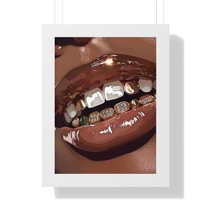 Framed Paper Print - Golden Grill Smile
