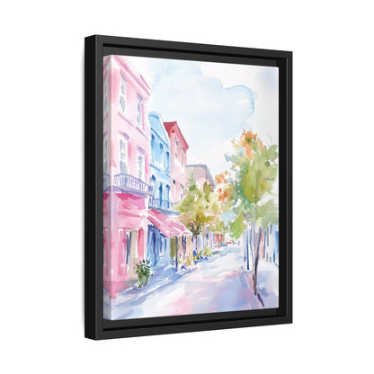 Framed Canvas - Pastel Charleston Street Scene