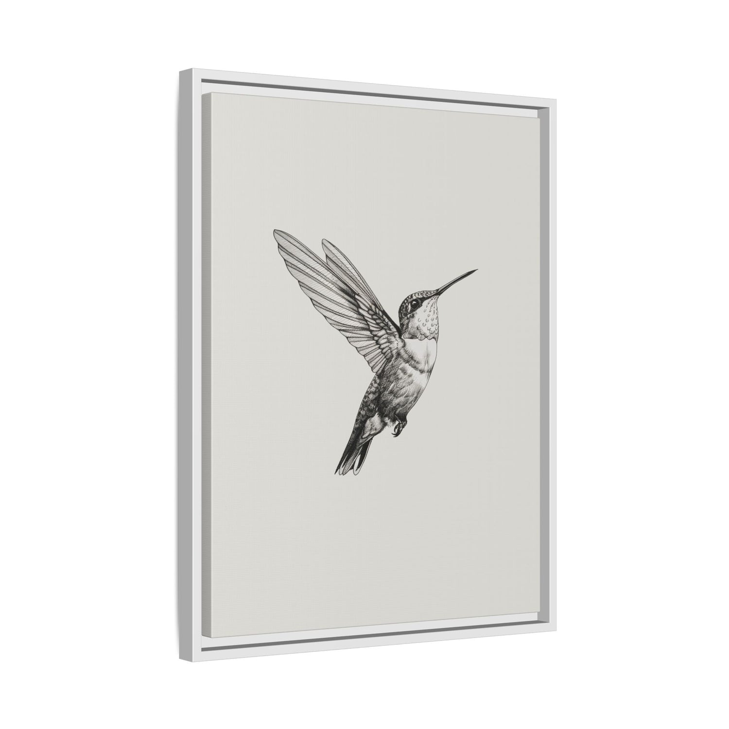 Framed Canvas - Flying Hummingbird Line Study
