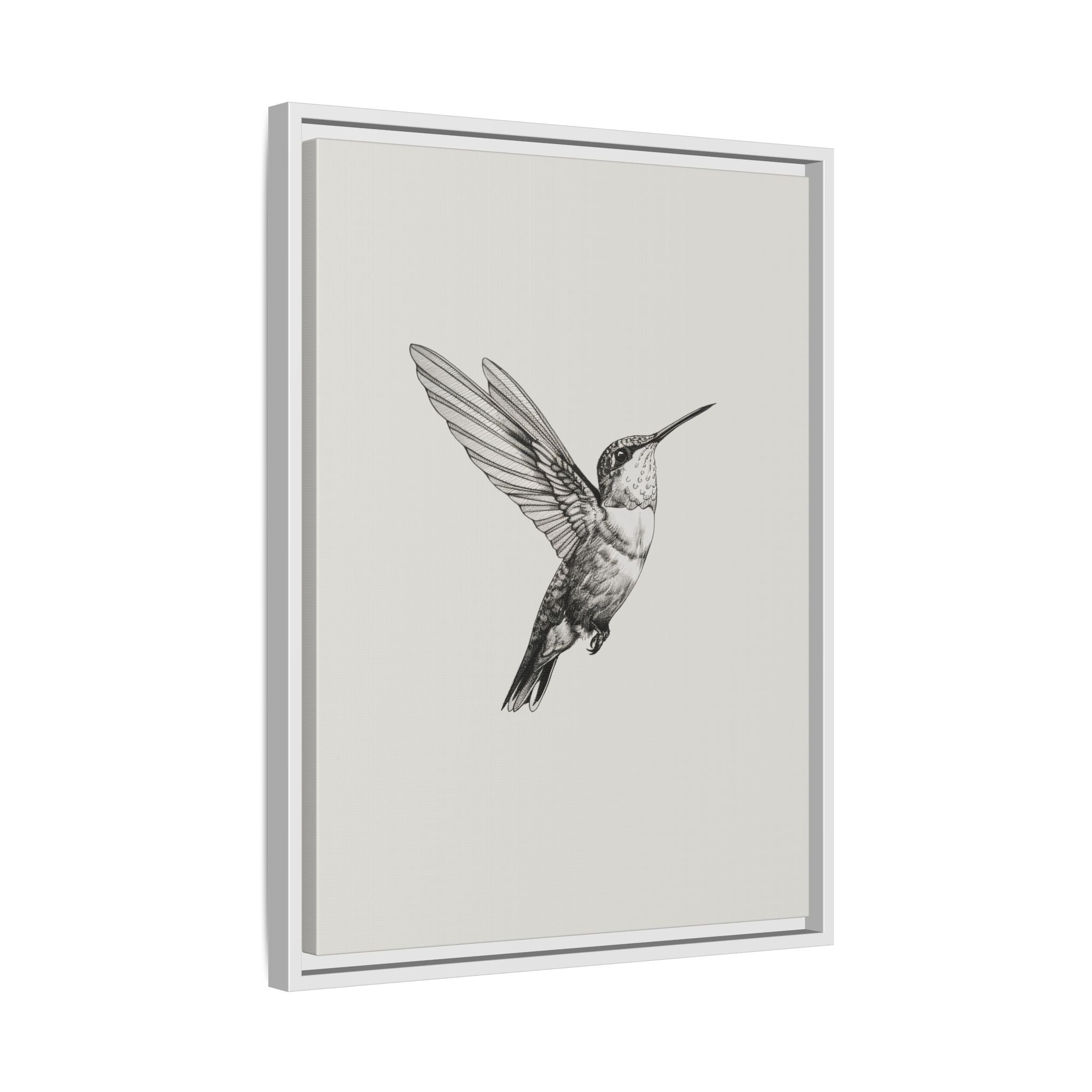 Framed Canvas - Flying Hummingbird Line Study