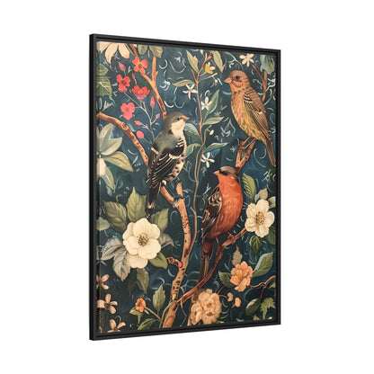 Framed Canvas - Robin and Sparrow Symphony