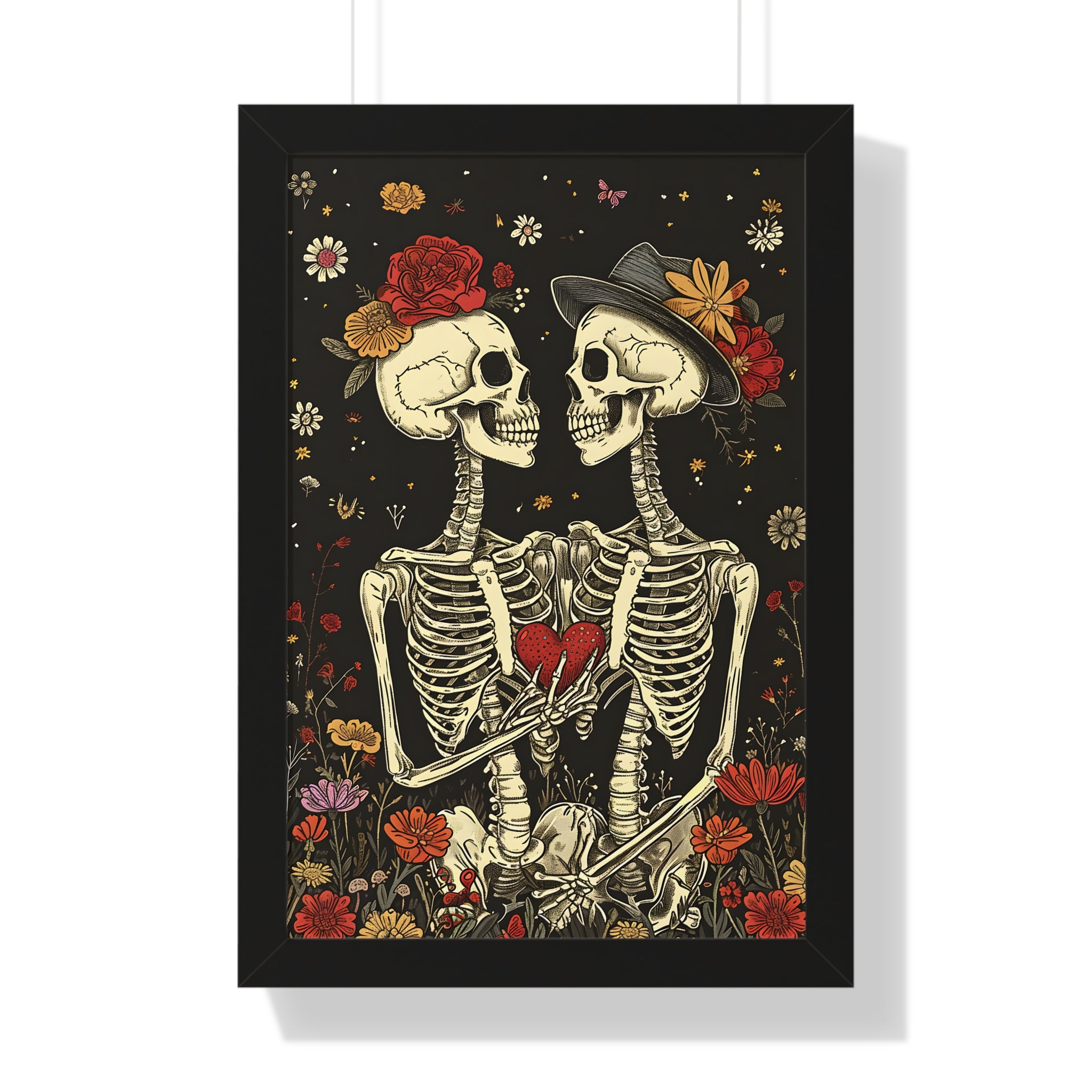 Framed Paper Print - Eternal Love Skeletons