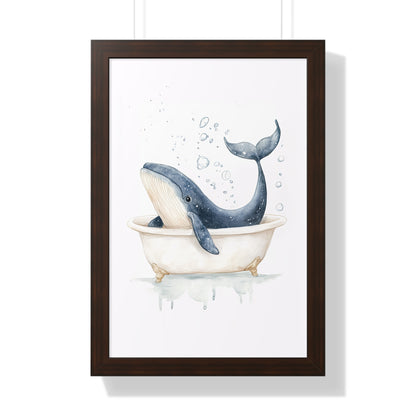 Framed Paper Print - Whale Tub Bubble Splash