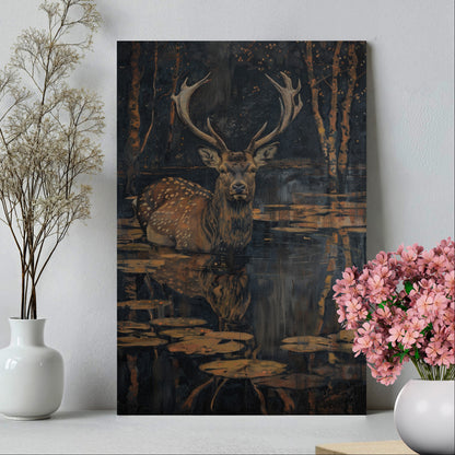 .75" Matte Canvas - Twilight Stag Reflection