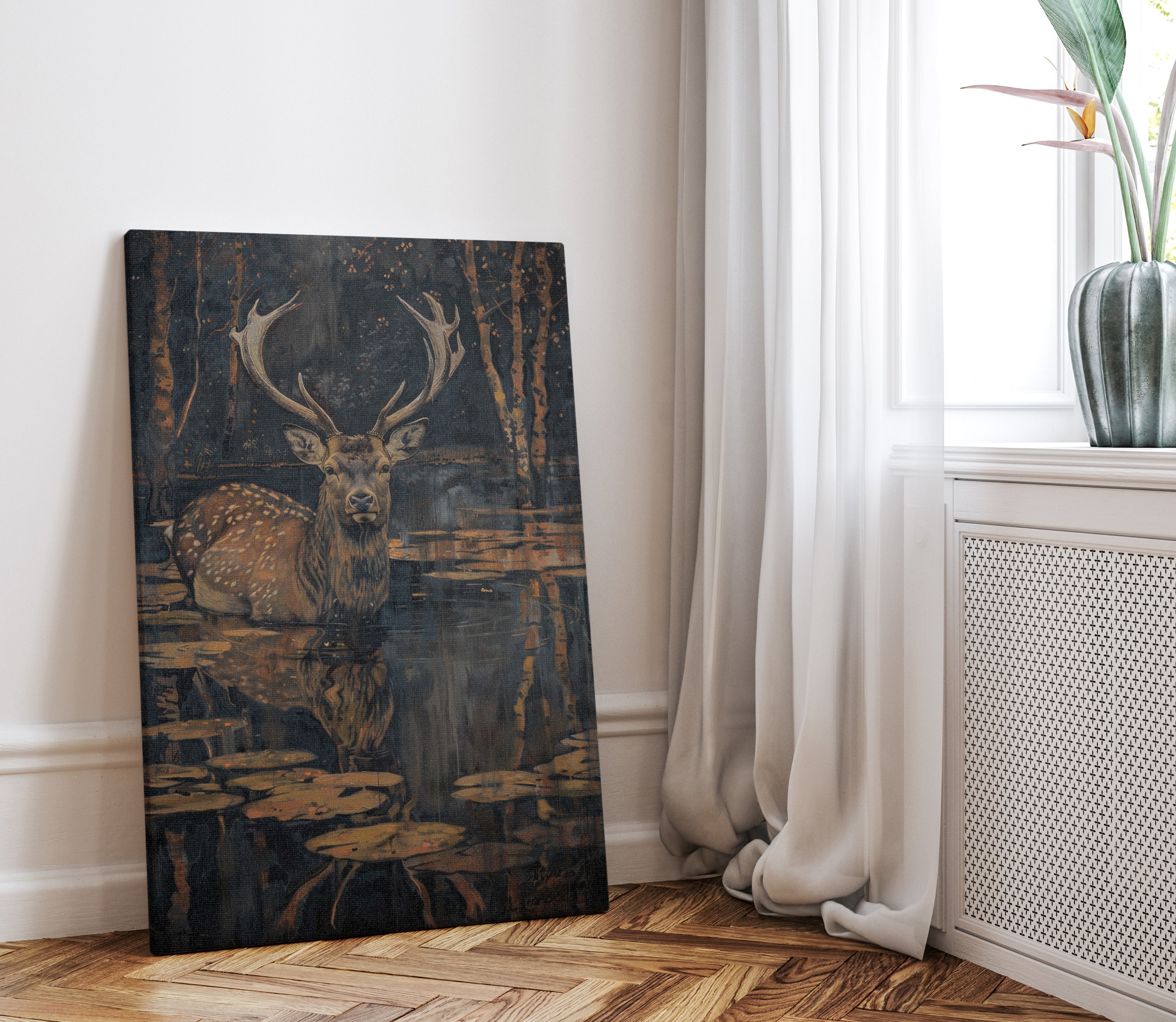 .75" Matte Canvas - Twilight Stag Reflection