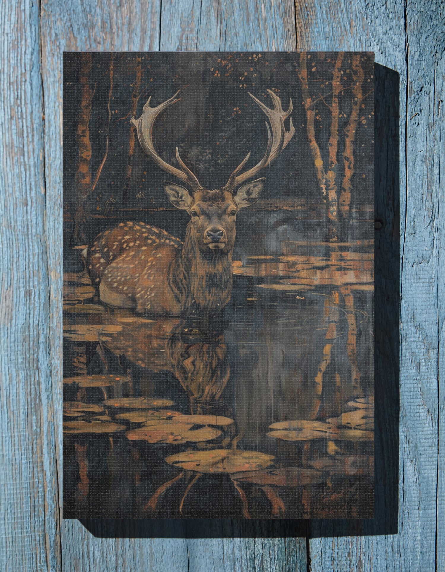 .75" Matte Canvas - Twilight Stag Reflection