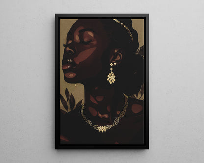 Framed Canvas - Golden Melanin Muse