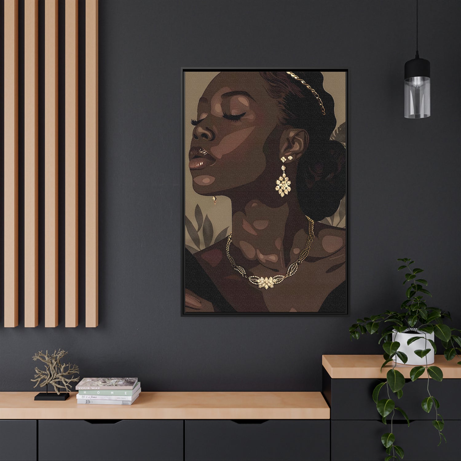 Framed Canvas - Golden Melanin Muse