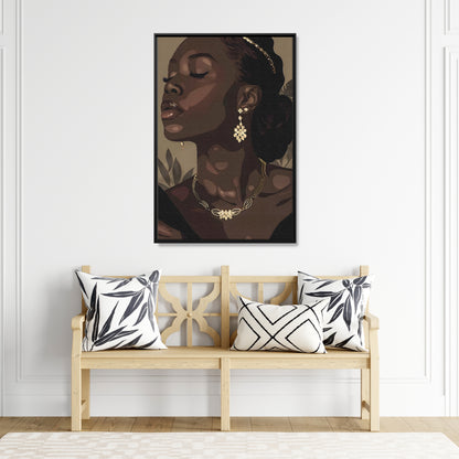 Framed Canvas - Golden Melanin Muse