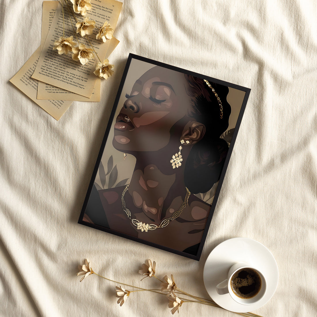 Framed Paper Print - Golden Melanin Muse