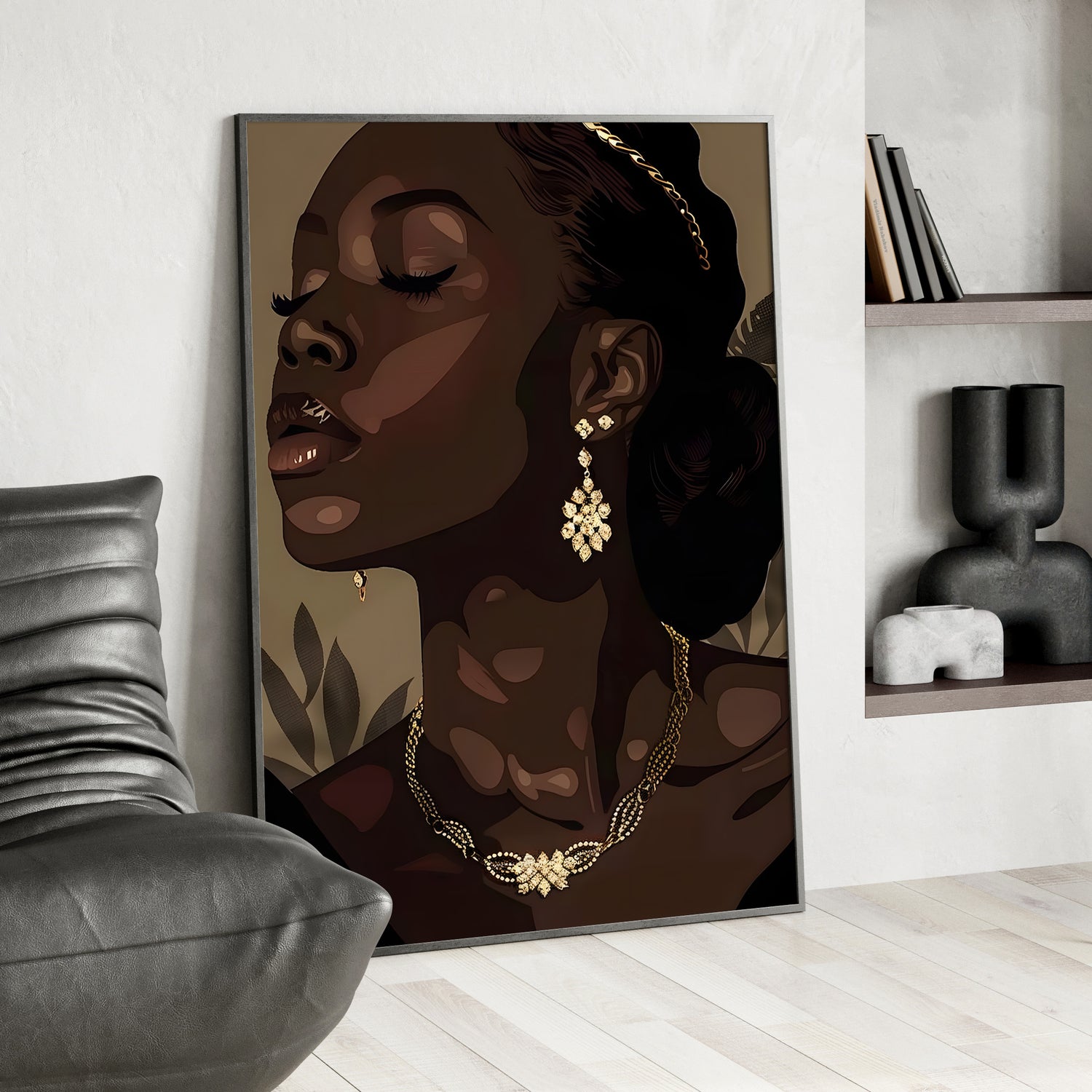 Framed Paper Print - Golden Melanin Muse