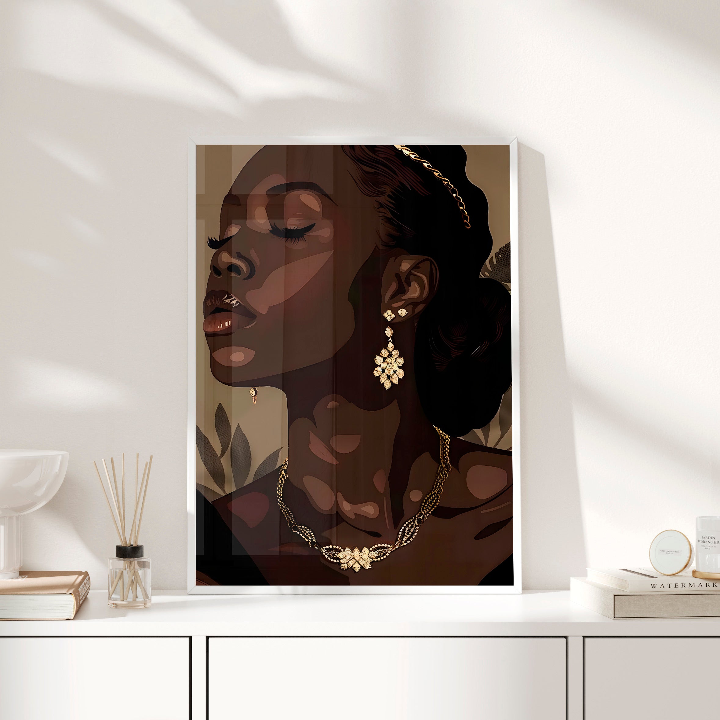 Framed Paper Print - Golden Melanin Muse