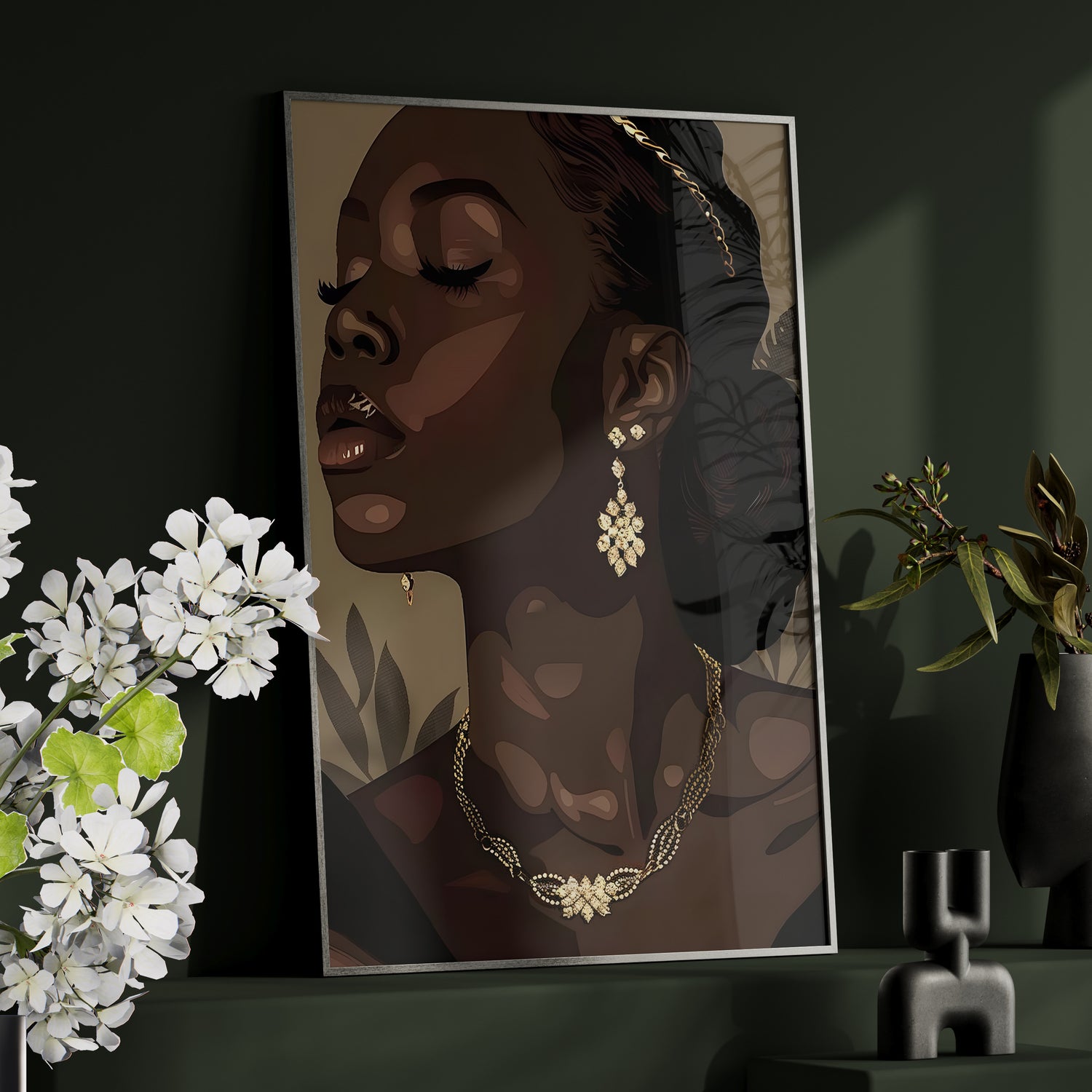 Framed Paper Print - Golden Melanin Muse