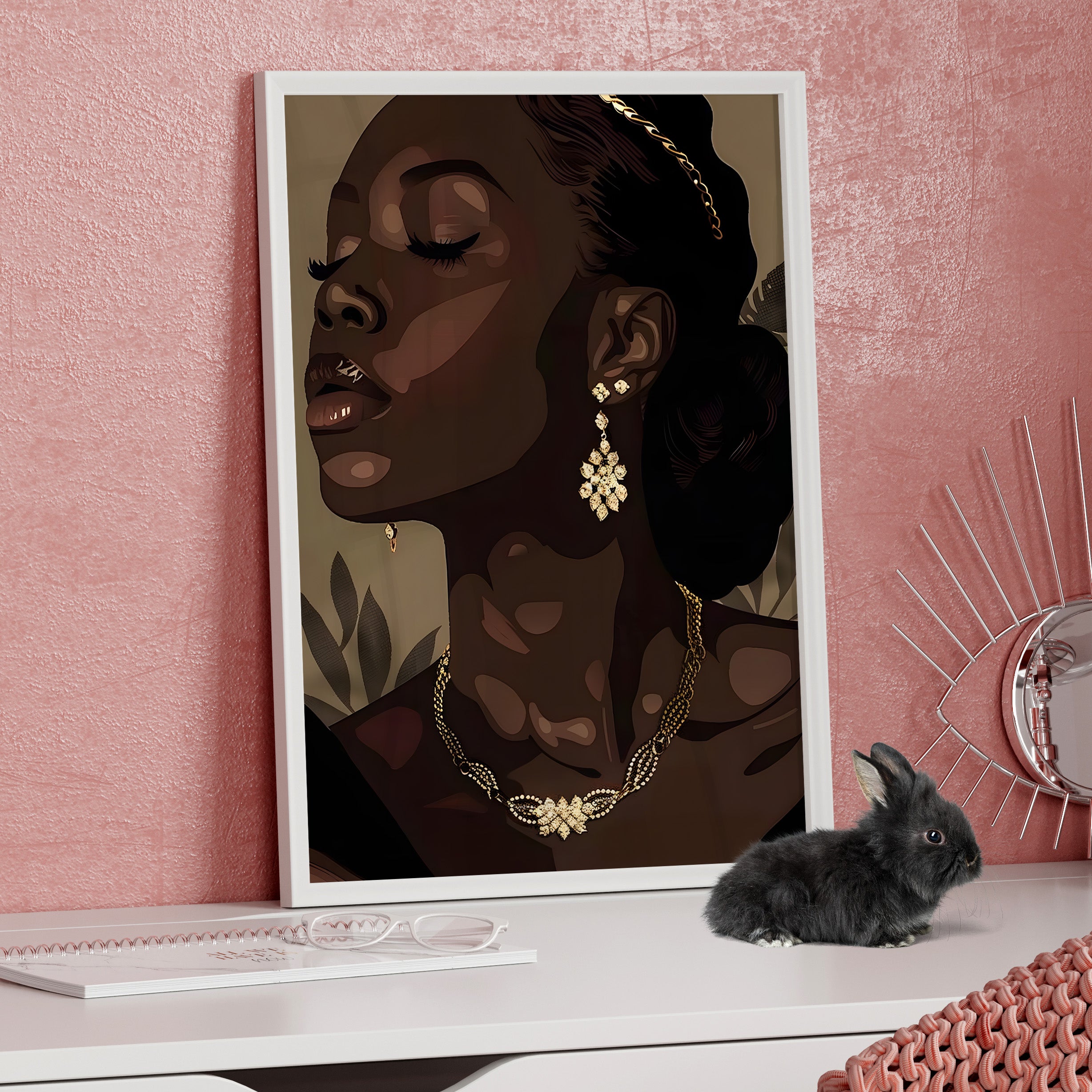 Framed Paper Print - Golden Melanin Muse