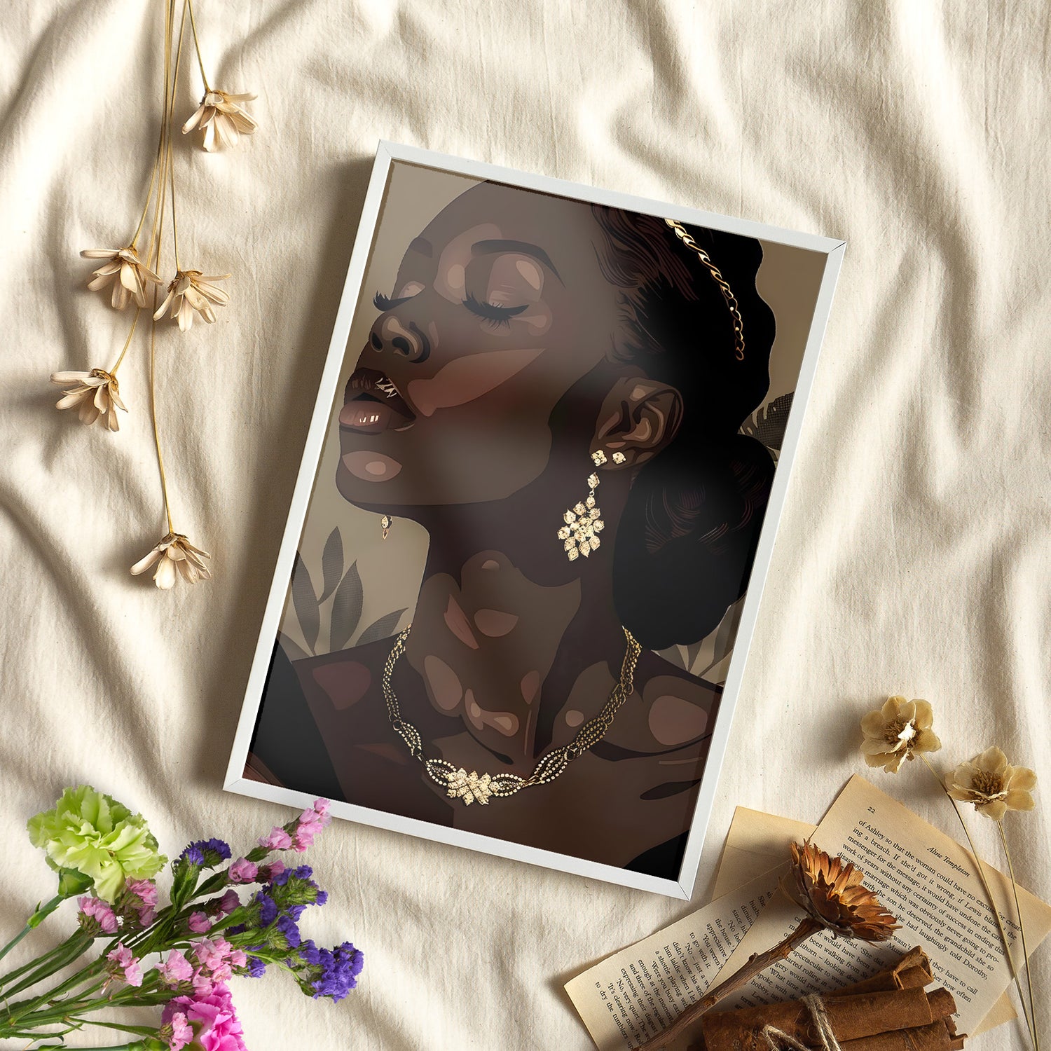 Framed Paper Print - Golden Melanin Muse