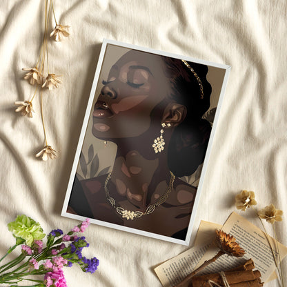 Framed Paper Print - Golden Melanin Muse
