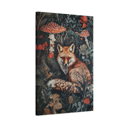 1.25" Matte Canvas - Forest Fox with Mushrooms