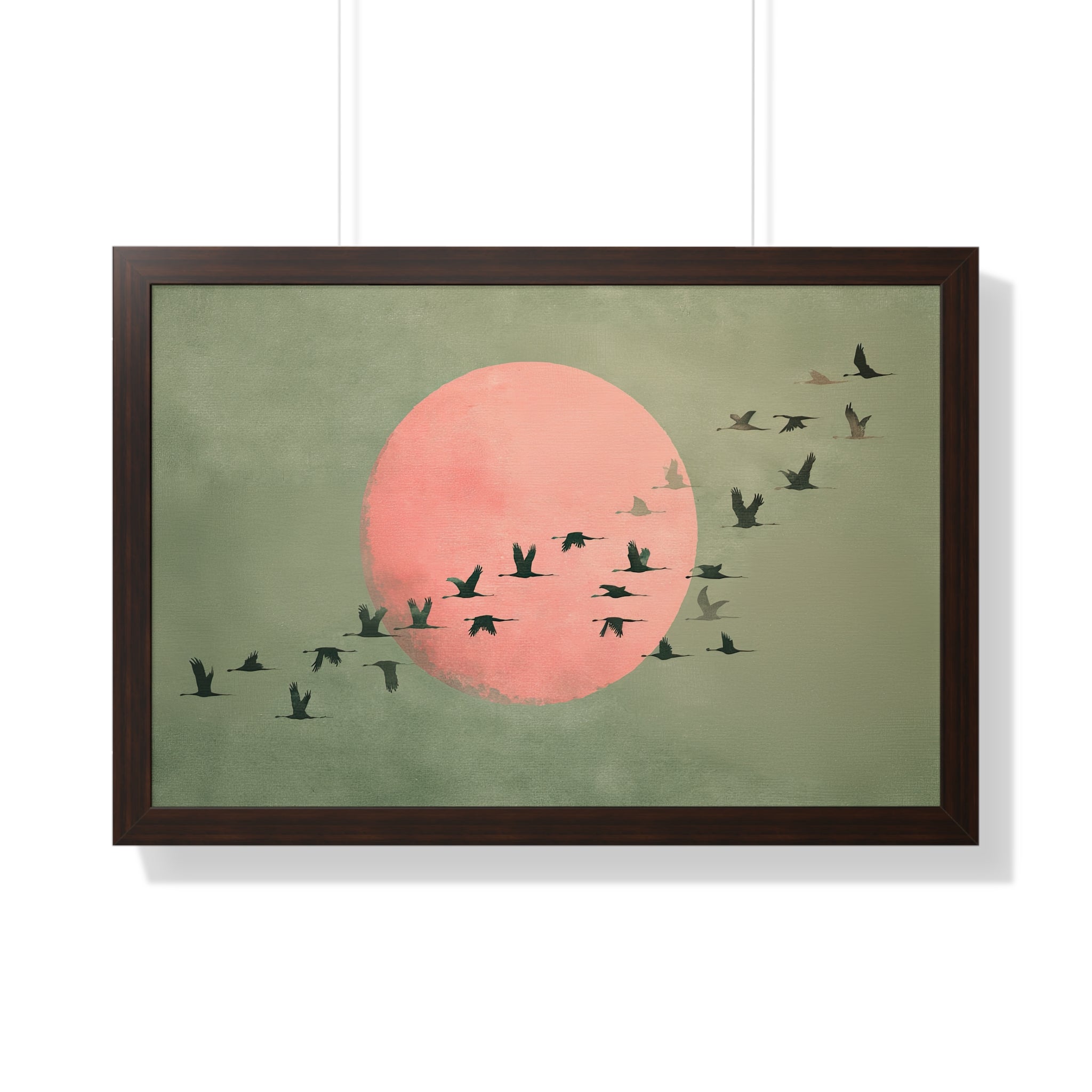 Framed Paper Print - Blush Moon Bird Migration