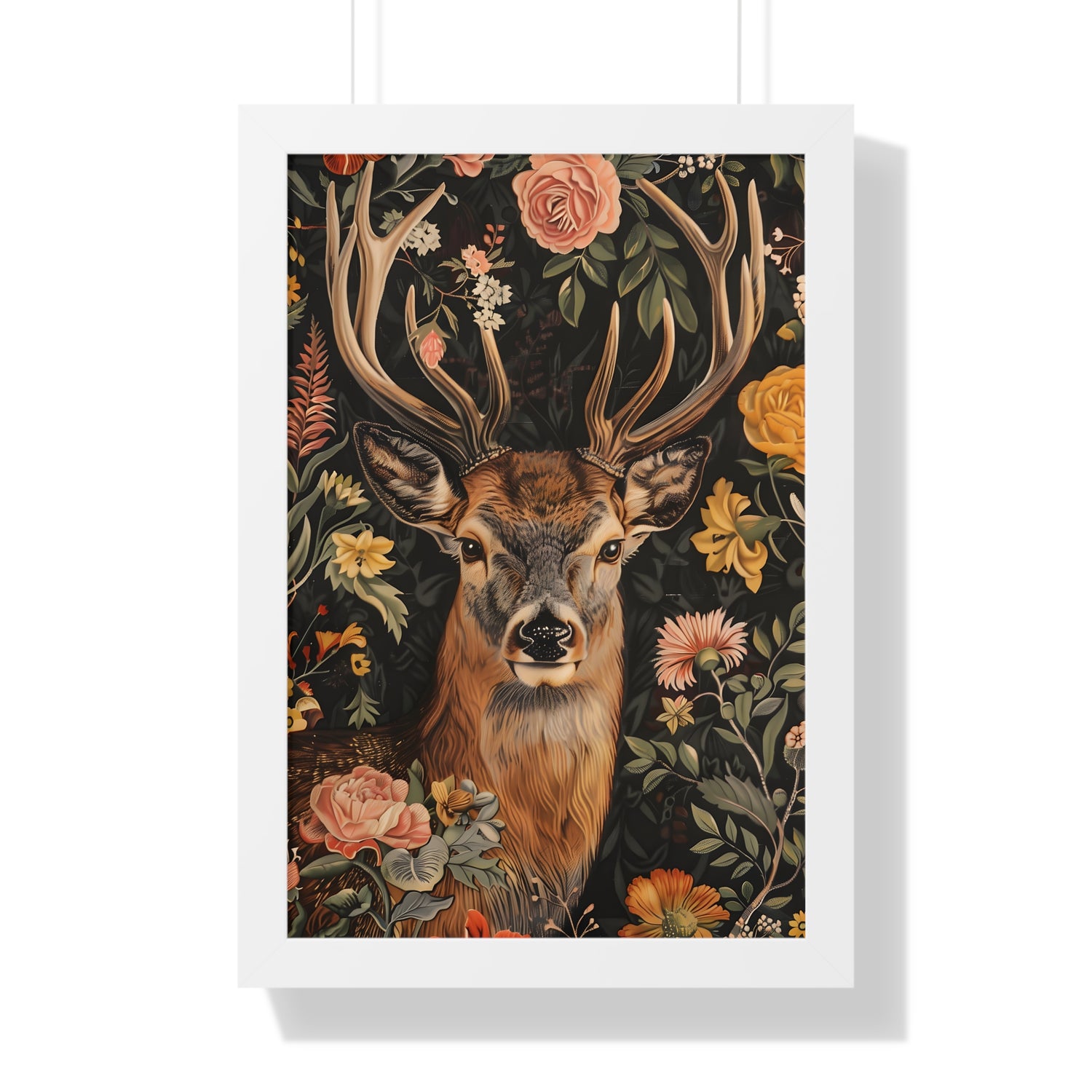 Framed Paper Print - Floral Deer Majesty