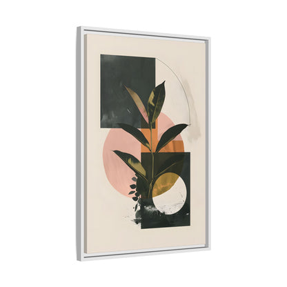 Framed Canvas - Blush Geometry Leafscape