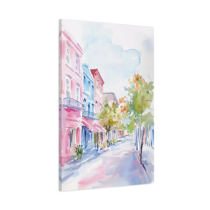 1.25" Matte Canvas - Pastel Charleston Street Scene