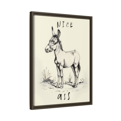 Framed Canvas - Donkey Line Art Humor