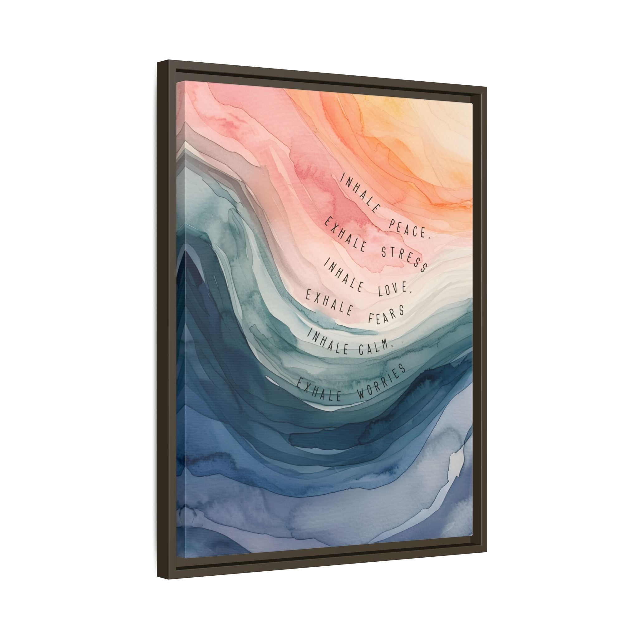 Framed Canvas - Inhale Exhale Watercolor Calm