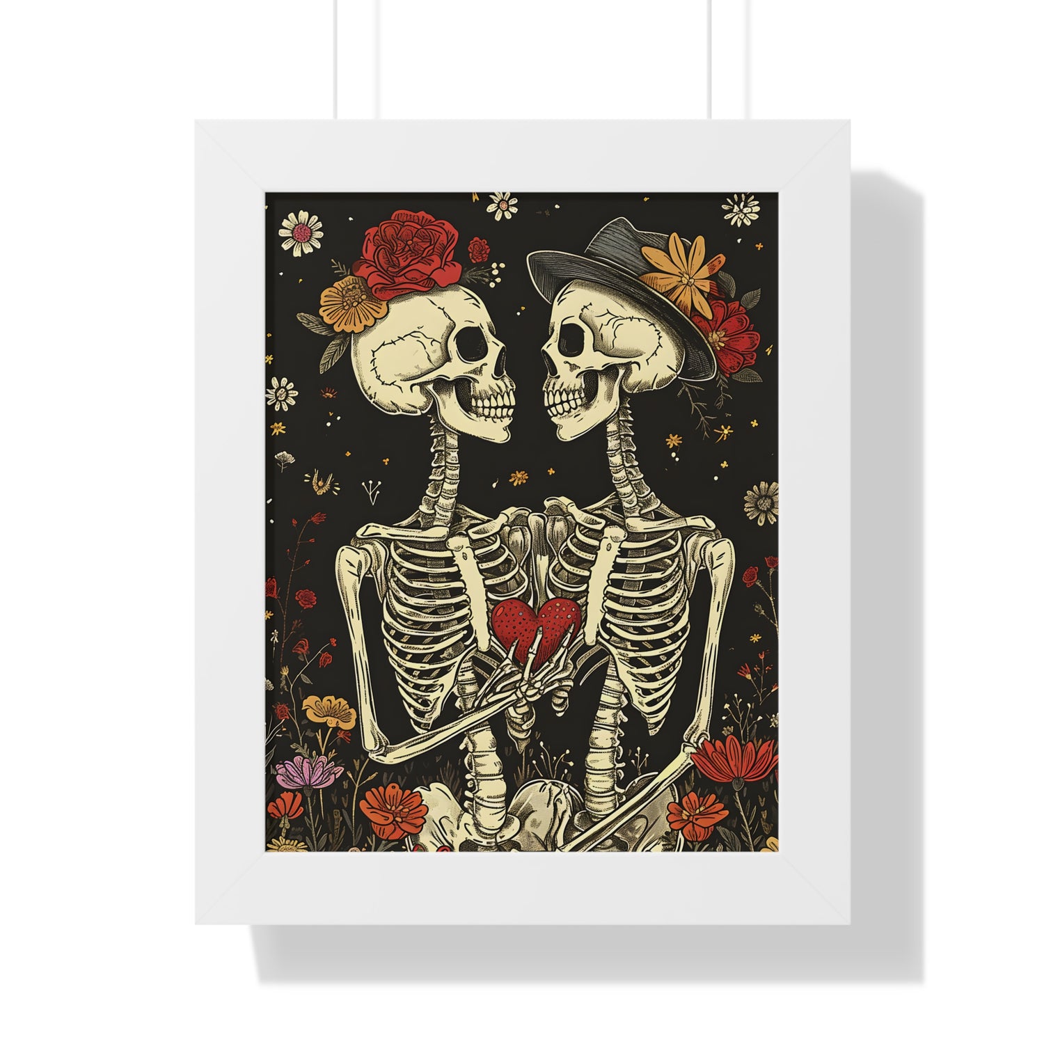 Framed Paper Print - Eternal Love Skeletons