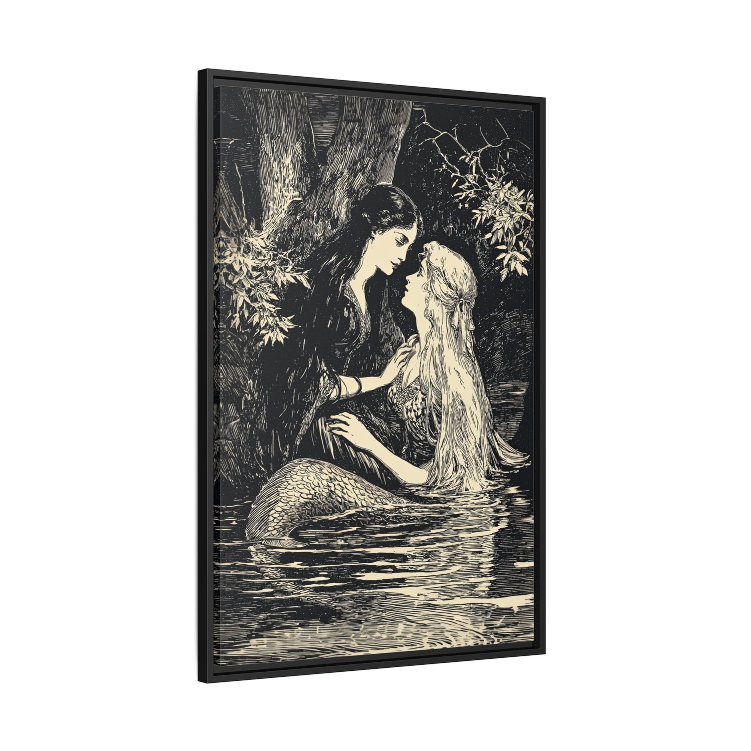 Framed Canvas - Mermaid Fairy Midnight Kiss