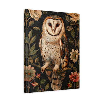 1.25" Matte Canvas - Nocturnal Bloom Owl