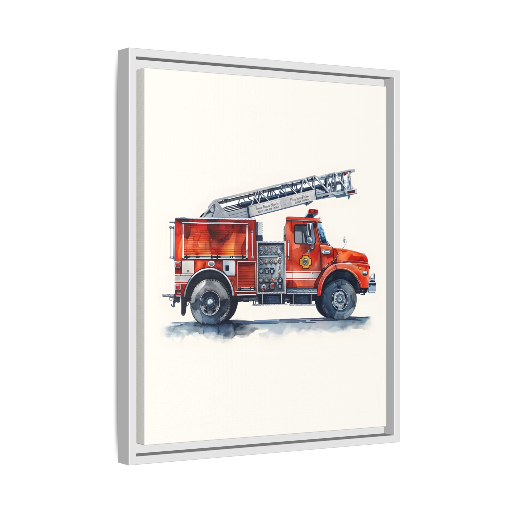 Framed Canvas - Ladder Firetruck Nursery