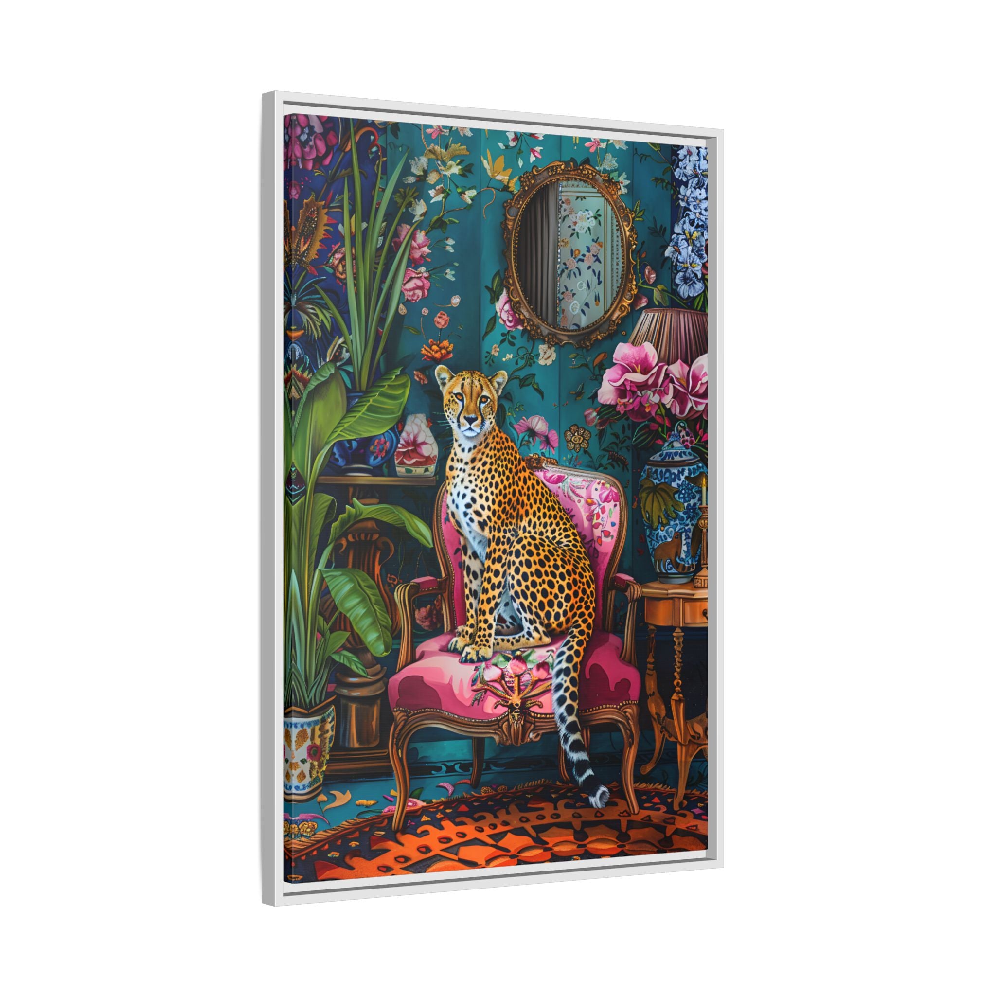 Framed Canvas - Regal Cheetah Reverie