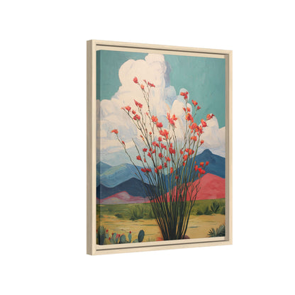 Framed Canvas - Ocotillo Cactus Desert Bloom