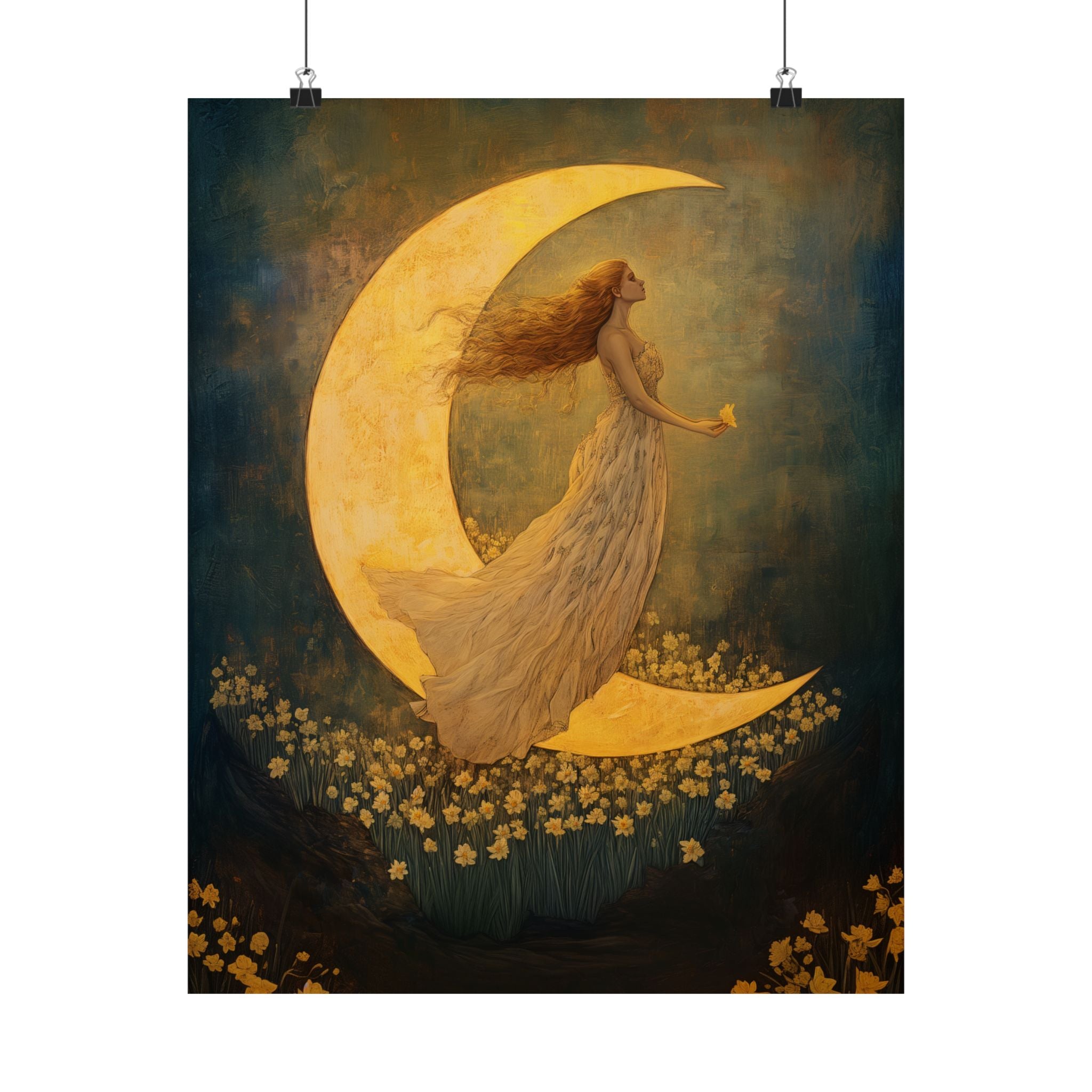 Moonlit Dreamer with Daffodils