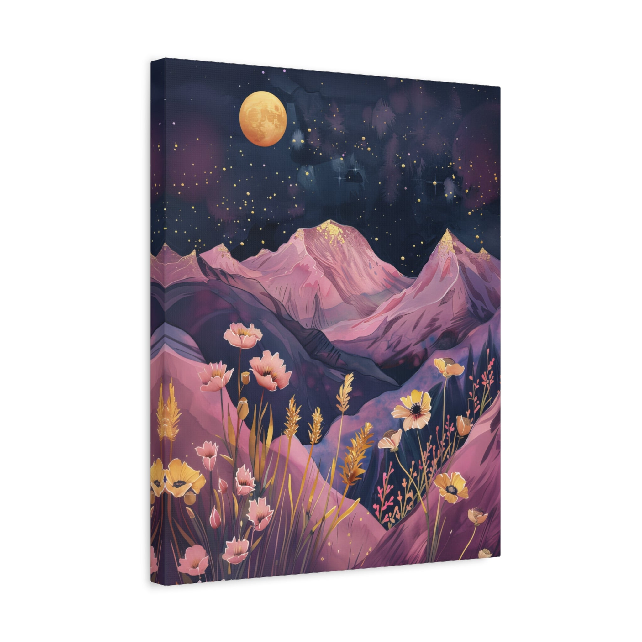 1.25" Matte Canvas - Golden Moon Over Lavender Peaks