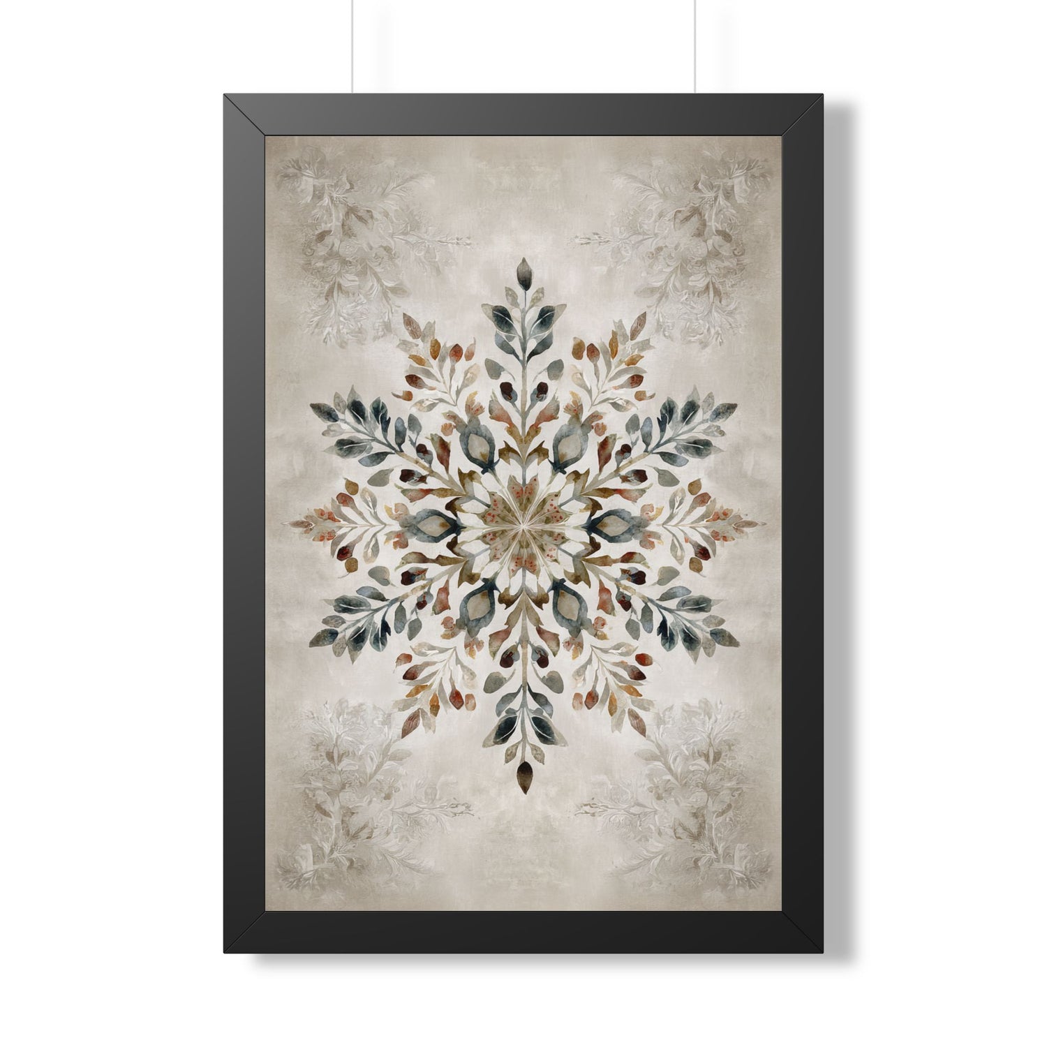 Framed Paper Print - Nordic Botanical Snowflake